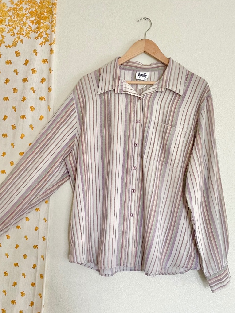Vintage Tapestry Striped Button Down Blouse XL